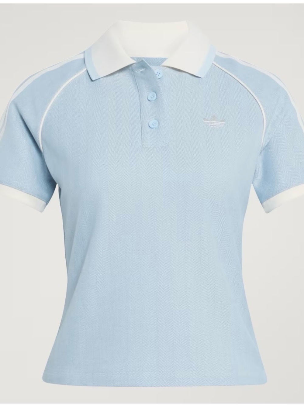 adidas Light Blue Polo Top with White Collar